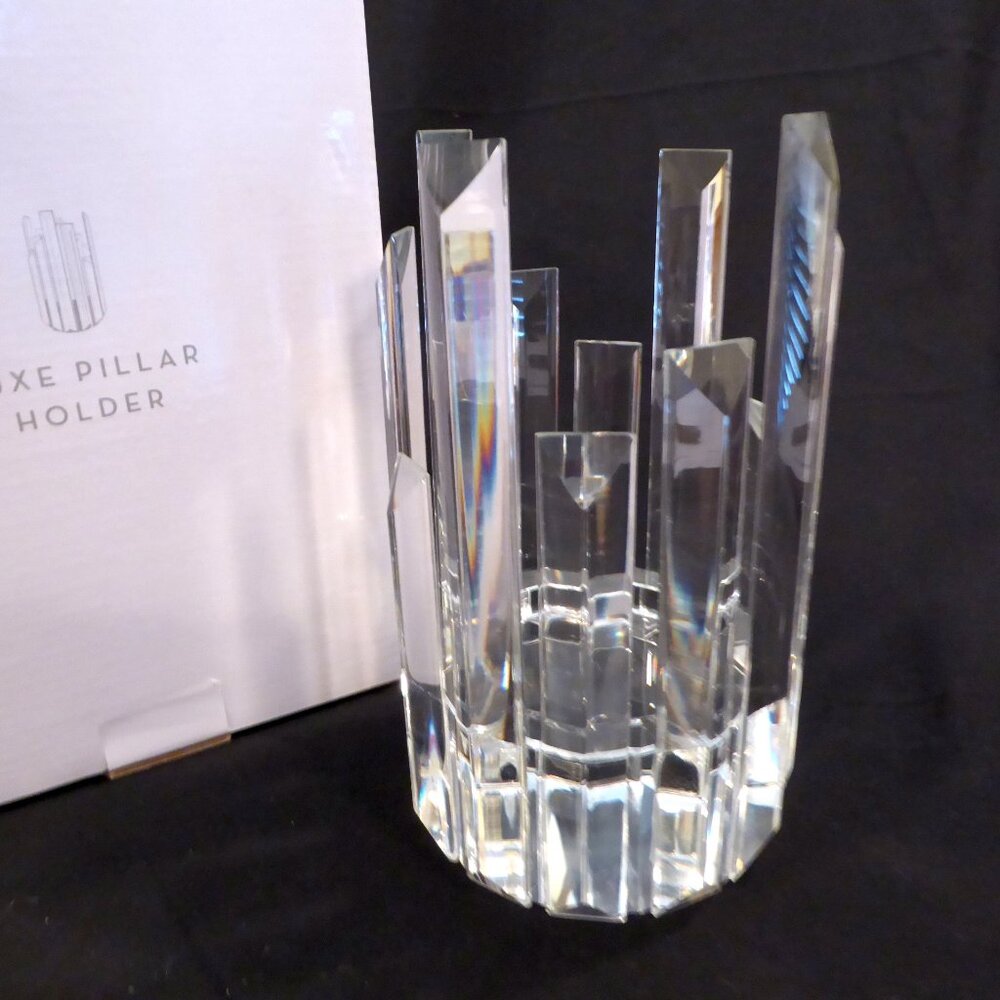NEW 8” LUXURY CRYSTAL PRISM SPEAR PILLAR CANDLE HOLDER